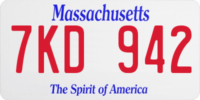 MA license plate 7KD942