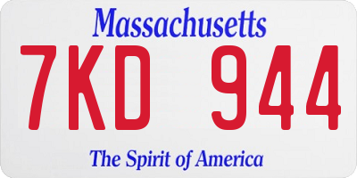 MA license plate 7KD944