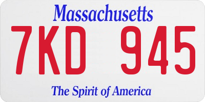 MA license plate 7KD945