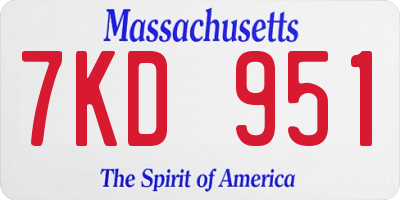 MA license plate 7KD951