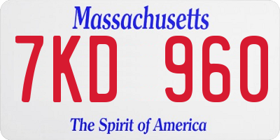 MA license plate 7KD960