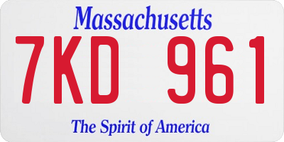 MA license plate 7KD961