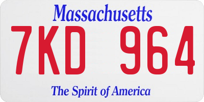 MA license plate 7KD964