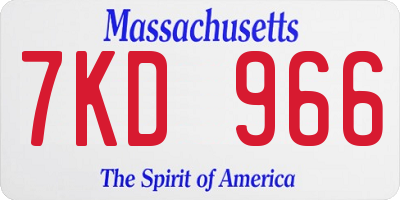 MA license plate 7KD966