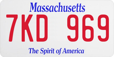 MA license plate 7KD969