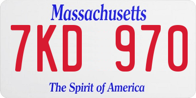 MA license plate 7KD970