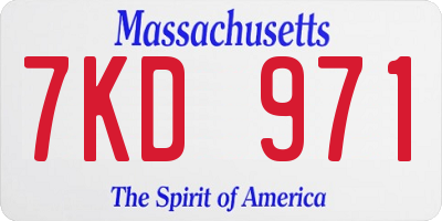 MA license plate 7KD971