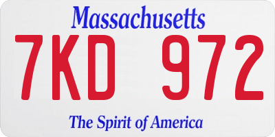 MA license plate 7KD972