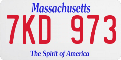 MA license plate 7KD973