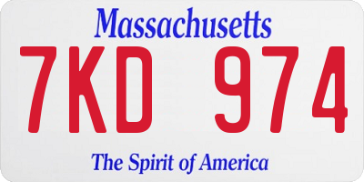 MA license plate 7KD974