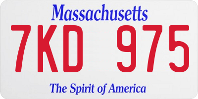 MA license plate 7KD975