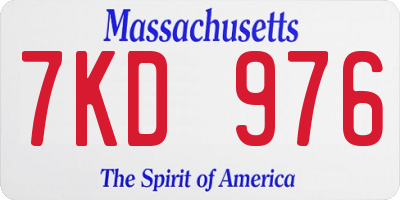 MA license plate 7KD976