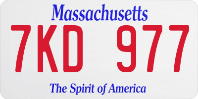 MA license plate 7KD977