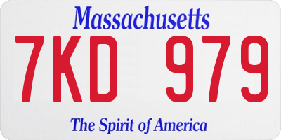 MA license plate 7KD979