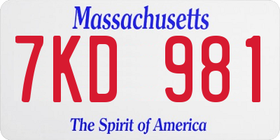 MA license plate 7KD981