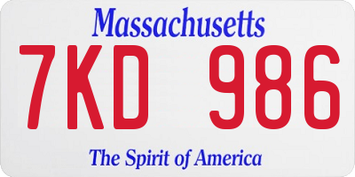 MA license plate 7KD986