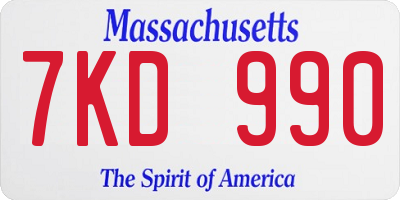 MA license plate 7KD990