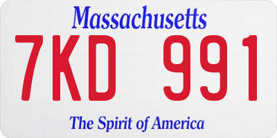 MA license plate 7KD991