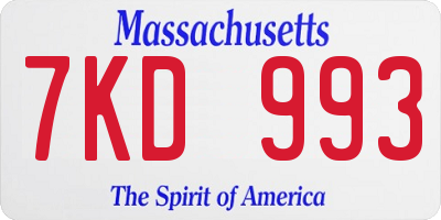 MA license plate 7KD993