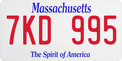 MA license plate 7KD995