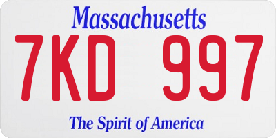 MA license plate 7KD997