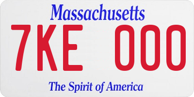 MA license plate 7KE000