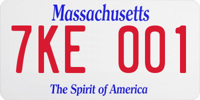 MA license plate 7KE001