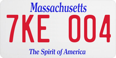 MA license plate 7KE004
