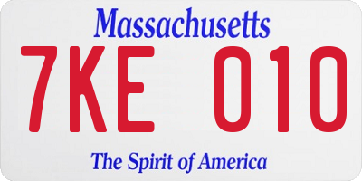 MA license plate 7KE010