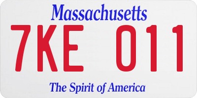 MA license plate 7KE011