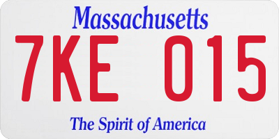 MA license plate 7KE015