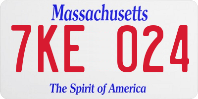 MA license plate 7KE024