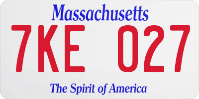 MA license plate 7KE027