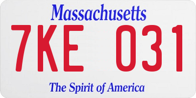 MA license plate 7KE031