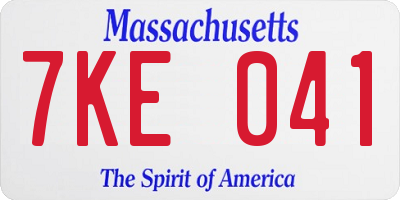 MA license plate 7KE041