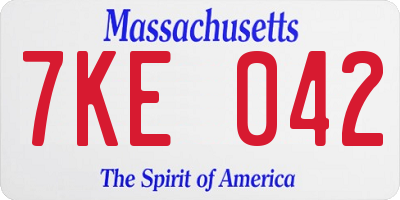 MA license plate 7KE042