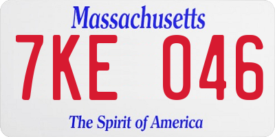 MA license plate 7KE046
