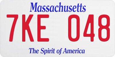 MA license plate 7KE048