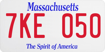 MA license plate 7KE050