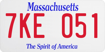 MA license plate 7KE051
