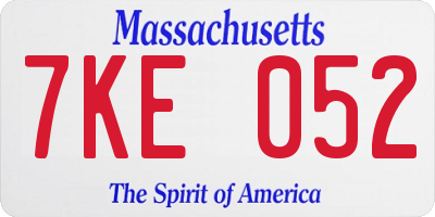 MA license plate 7KE052
