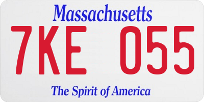 MA license plate 7KE055