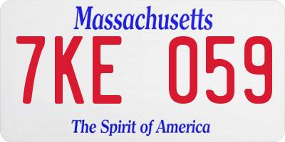 MA license plate 7KE059