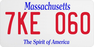 MA license plate 7KE060