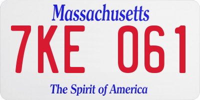 MA license plate 7KE061
