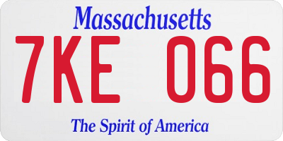 MA license plate 7KE066