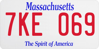 MA license plate 7KE069