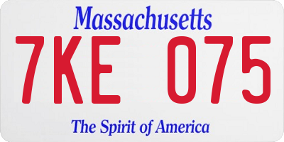 MA license plate 7KE075
