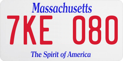 MA license plate 7KE080