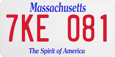 MA license plate 7KE081